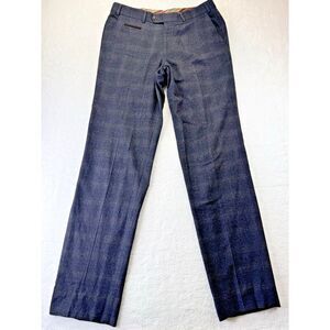 Hiltl New Wool‎ 5 Pocket Dress Pants Windowpayne Plaid 34Wx38L Velour Trim (35L)